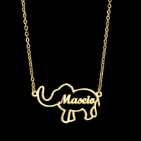 personalized cute elephant name necklace stainless steel name pendant for collier woman baby children jewelry gifts customized