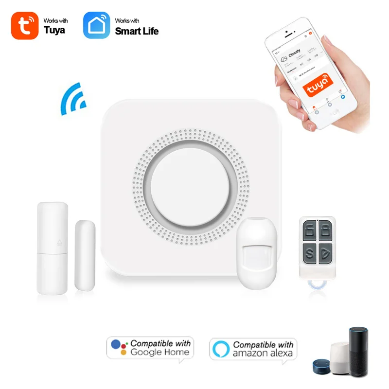 

Tuya WiFi Audible and Visual Alarm APP Control Wireless PIR Motion Sensor Timing Arm/Disarm Smart Home Full Guard