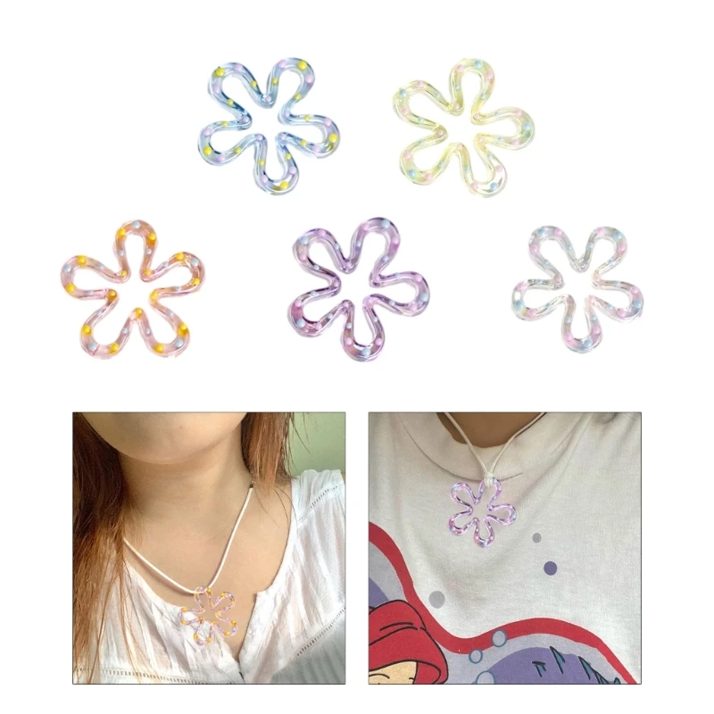 

Resin Flower Charm Pendant for DIY Earring Necklaces Bracelet Jewelry Making Findings Double Side Five Flowers beads Decoration