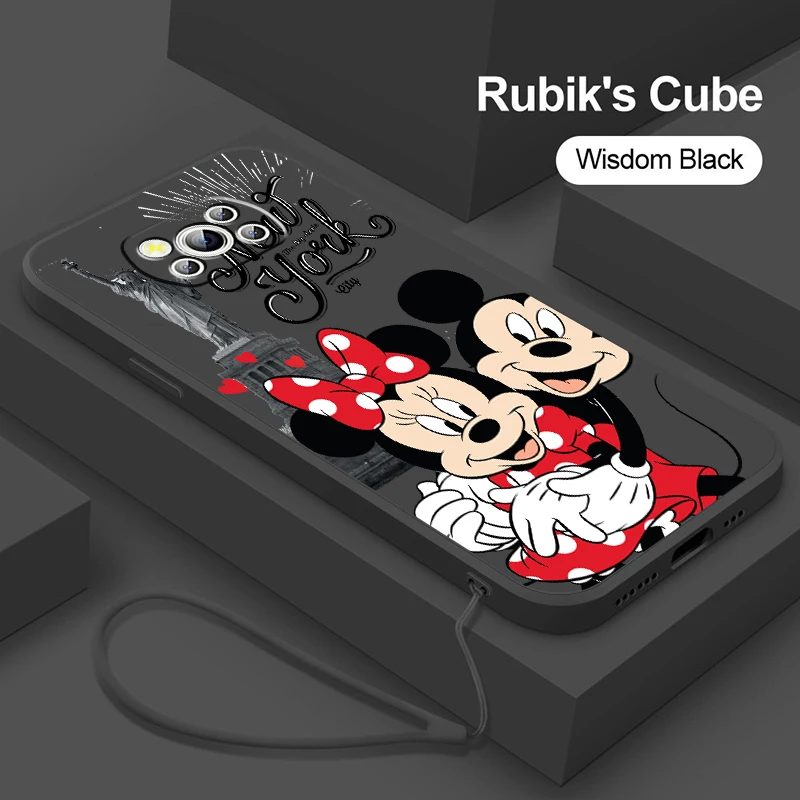 

London Disney Mickey Minnie Phone Case For Xiaomi Mi Poco X4 X3 C40 C3 M4 M3 F4 F3 GT Pro NFC 5G Back Cover Liquid Rope Funda