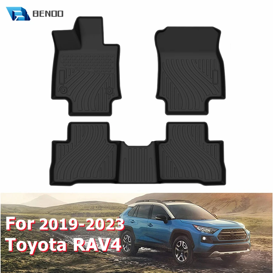 

TPE Floor Mats & Cargo Liners Set for 2019-2023 Toyota RAV4 All Models Accessories All Weather Protector Mat Front & Rear 2 Row