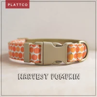 plattco personalized orange pumpkin dog collar and leash set training large small pet leash nylon tough harvest pumpkin pdc367