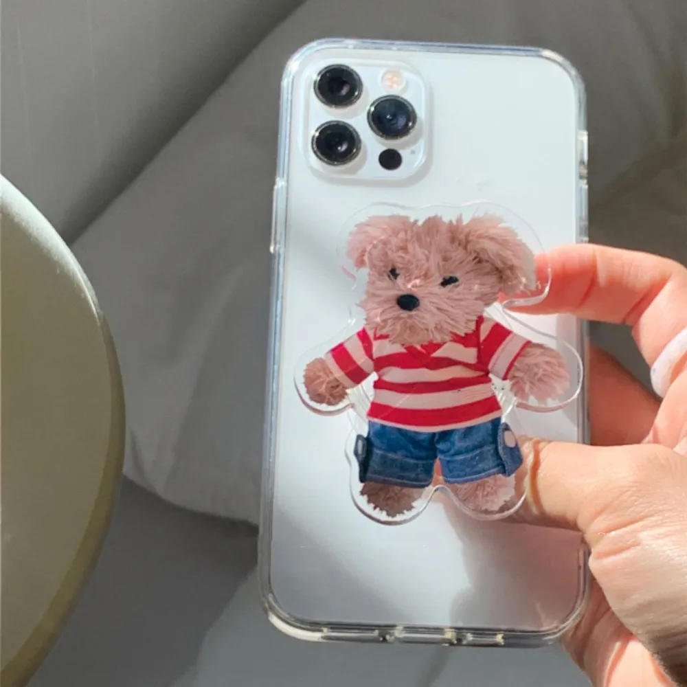 Милый мягкий чехол для телефона Teddy Bear Ins для Apple iPhone 14 13 12 11 Pro Max XS Max XR 6 7 8 Plus, прозрачная силиконовая задняя крышка Capa.