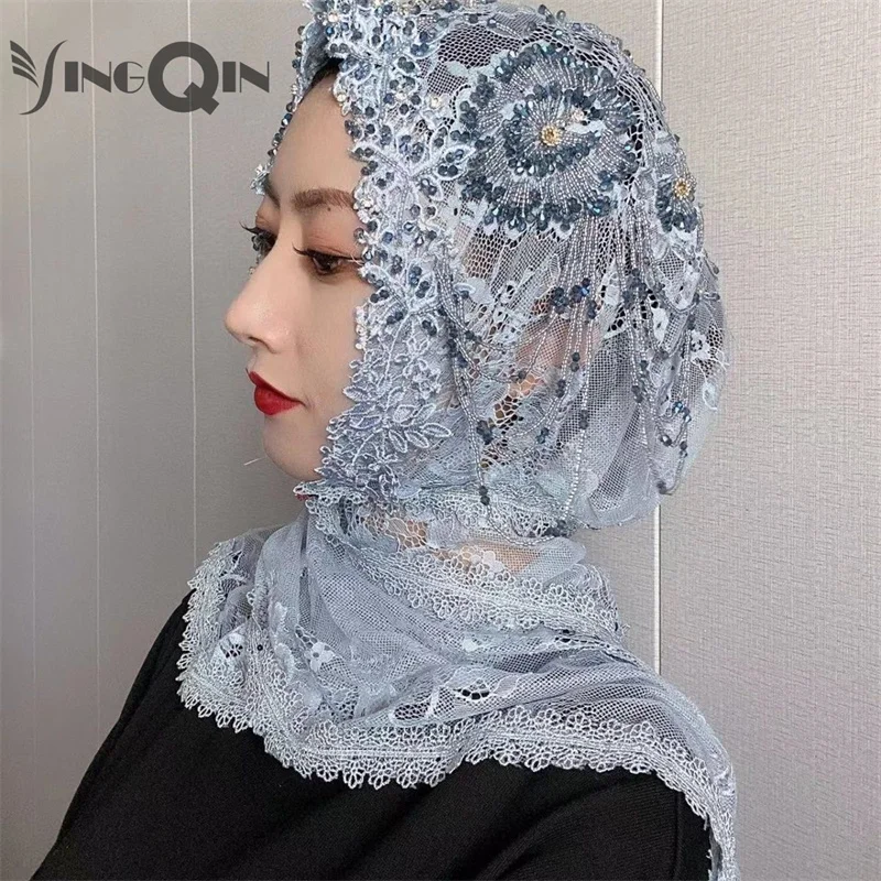 Muslim Women Headscarf Freeshipping Shawl Lace Chiffon Hollowed Summer Scarf Hijab Hat Prayer Kufi Islam Saudi Arabia Headwraps