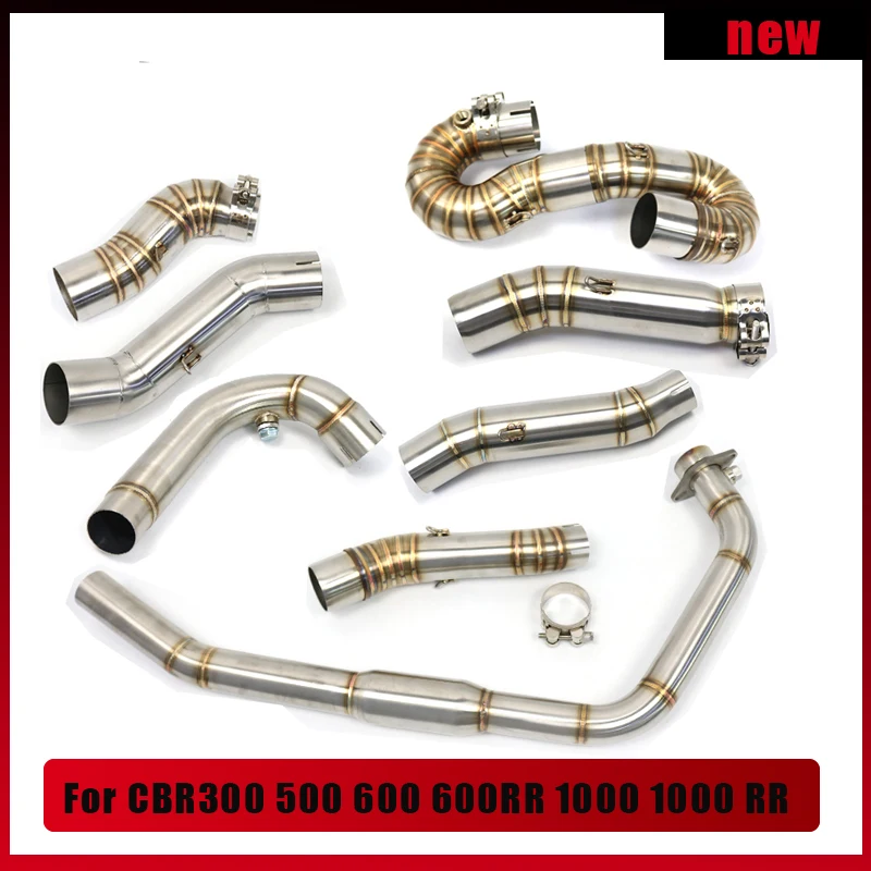 

For CBR300 500 600 600RR 1000 CBR 1000 RR Motorcycle Exhaust Middle Link Slip On Racing Muffler Pipe Silencer Tube Escape Moto