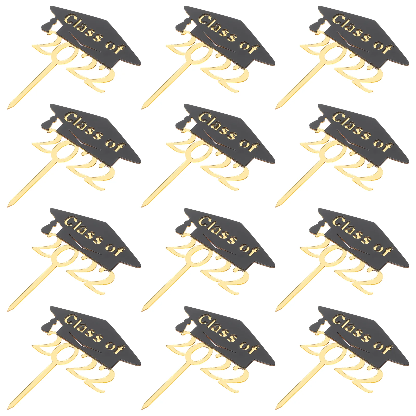 

12pcs Graduation Season 2022 Cake Decors Cake Picks Party Dessert Picks