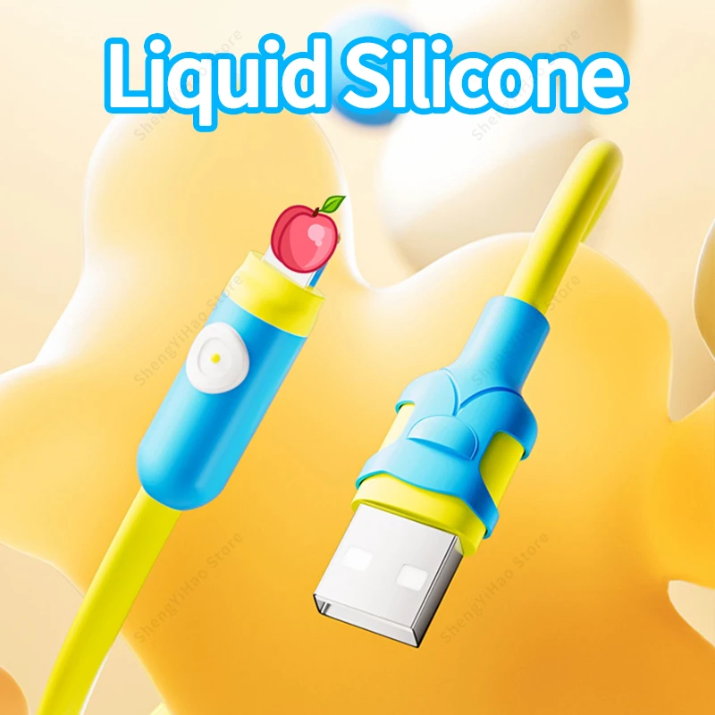 

USB Cable Extra Thick Fast Charging Wire for iPhone 8 Plus 7 6s XR XS MAX 14 13 12 11 Pro Phone Data Line Liquid Silicone