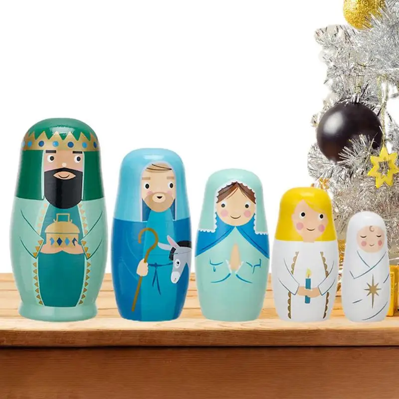 

5 шт., деревянные русские игрушки-гнездо, для дома