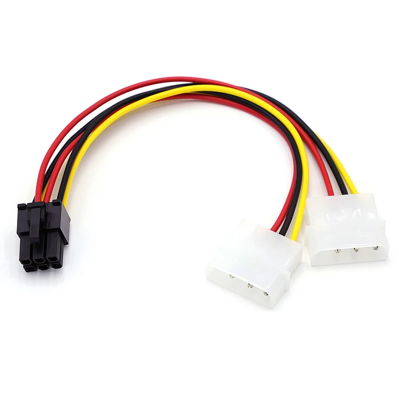 Фото Кабель-адаптер питания IDE Dual 4pin Molex Male на 6 Pin Female PCI-E Y Molex IDE для видеокарт, 1 шт. №2