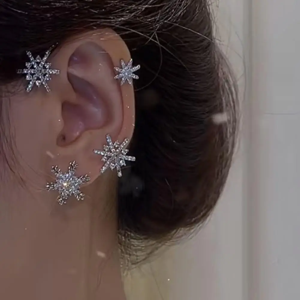 

Ear Cuff Clip Snowflake Earring Ear Jewelry Accessories Personality Earrings Diamond-Stud Earrings Non Pierced Sweet Exquisite