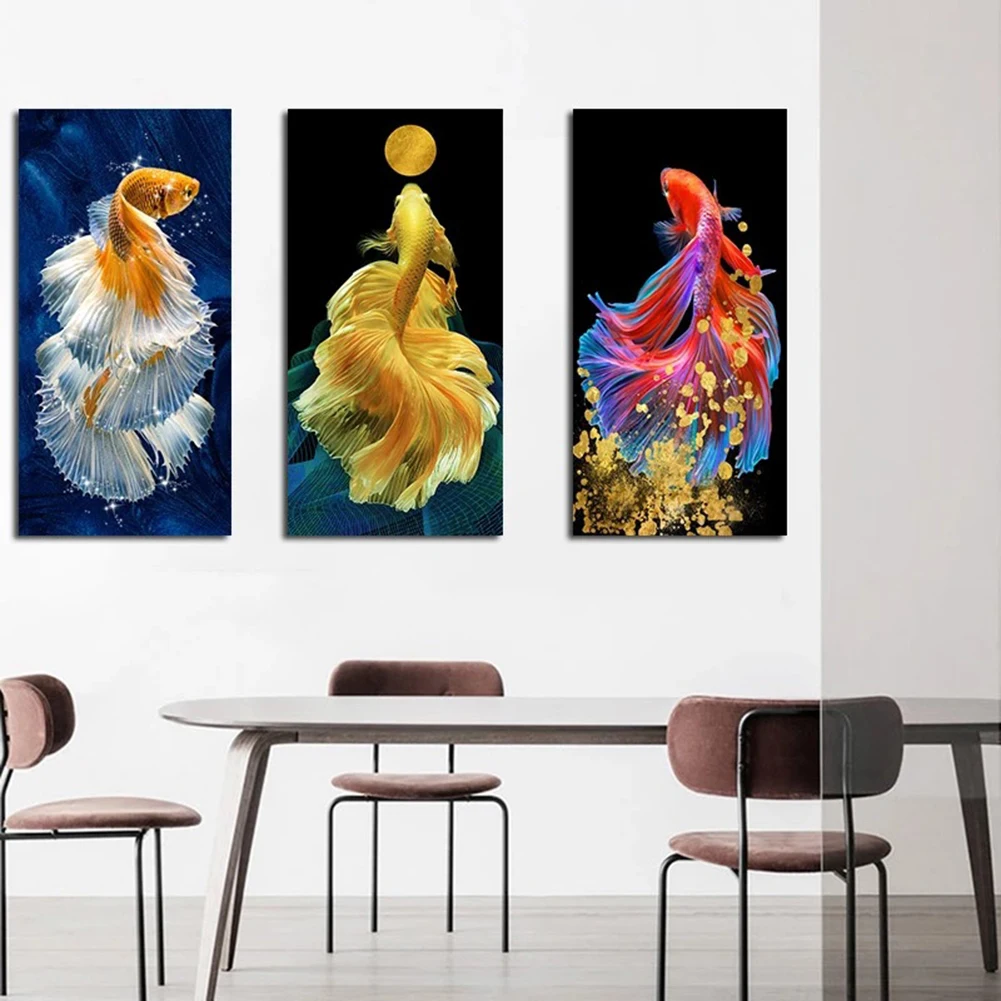 

Фэн-шуй с изображением карпа Golden Koi Fish, Картина на холсте, Настенная картина без рамки для спальни, кабинета, коридора