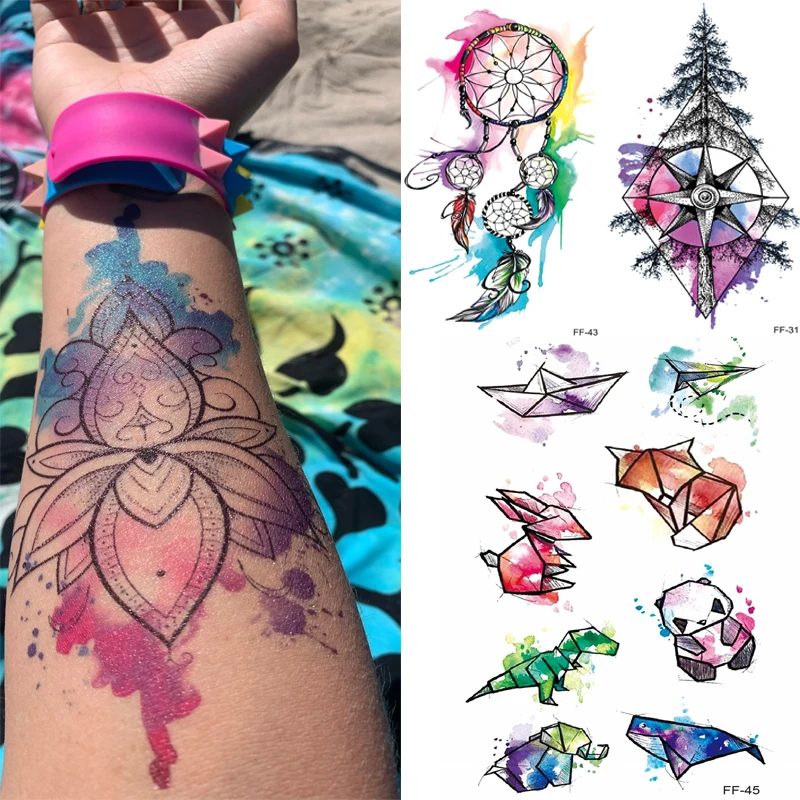 Водостойкая Временная тату-наклейка сделай сам мандала цветок черный большой