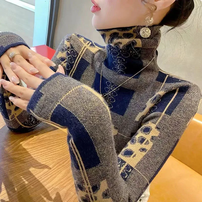 Женский винтажный трикотажный пуловер с леопардовым принтом