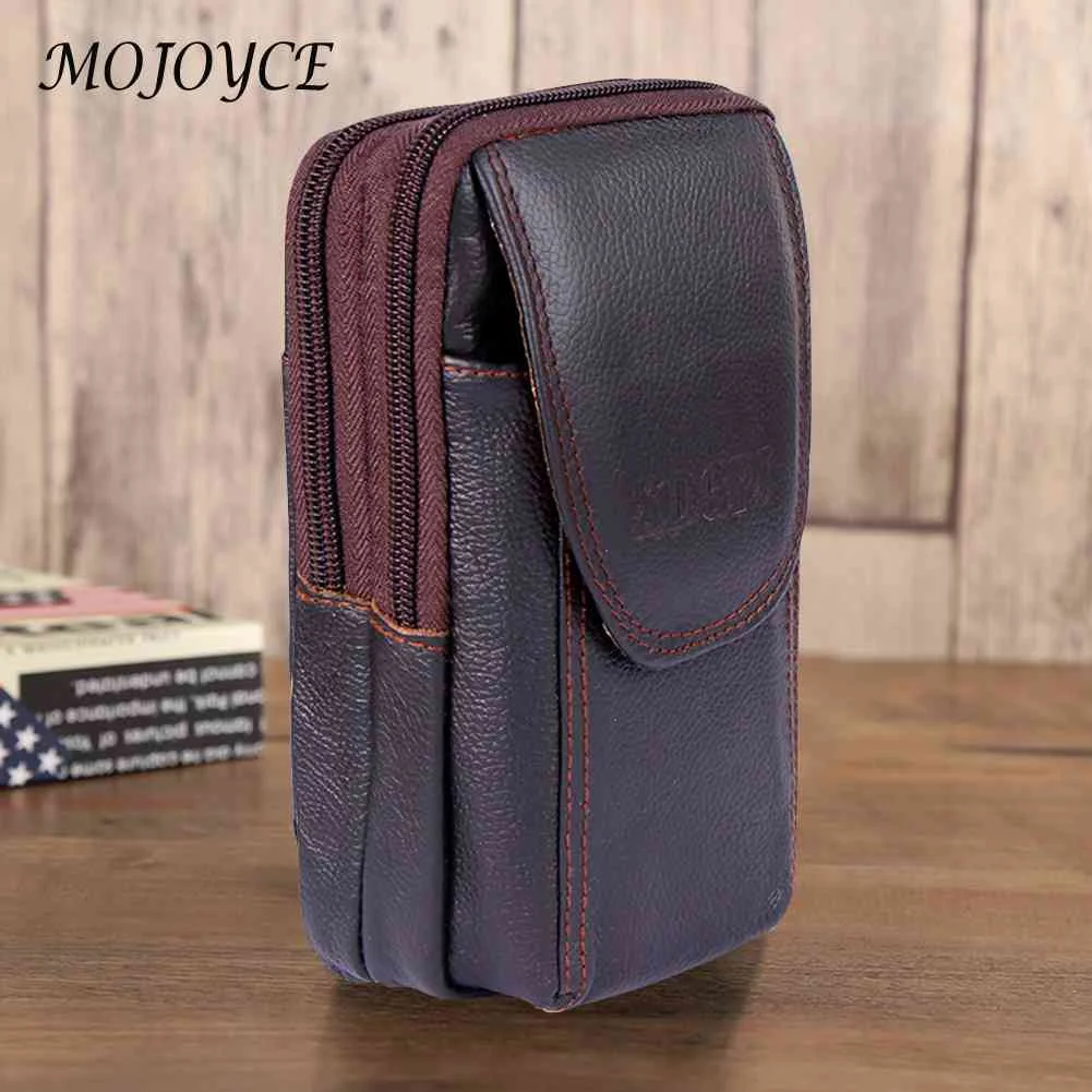 

Men Cowhide Belt Bag Three-Layer Running Waist Bag Zipper Fitness Belt Pack Waist Packs for Sports Travel Shopping