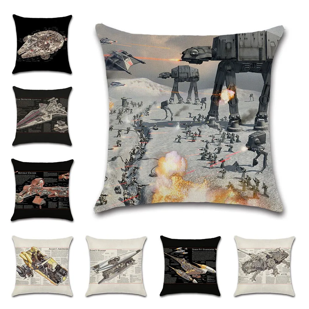 

Wars Spaceship Material Words Print Cushion Cover Home Decorative Sofa Car Chair Seat Throw Pillow Case Kids Friend Gift