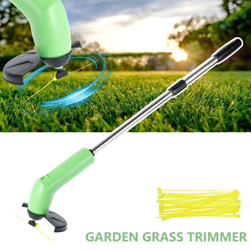 

Electric Grass Trimmer Cordless Lawn Mower Double Wheel Length Adjustable Garden Pruning Cutter Tools Battery Powered WeedWacker