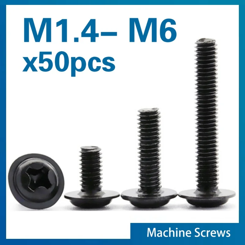 Черные винты с шайбой XMSJ M1.4 M2 M2.5 M3 M 3.5 M4 M5 M6