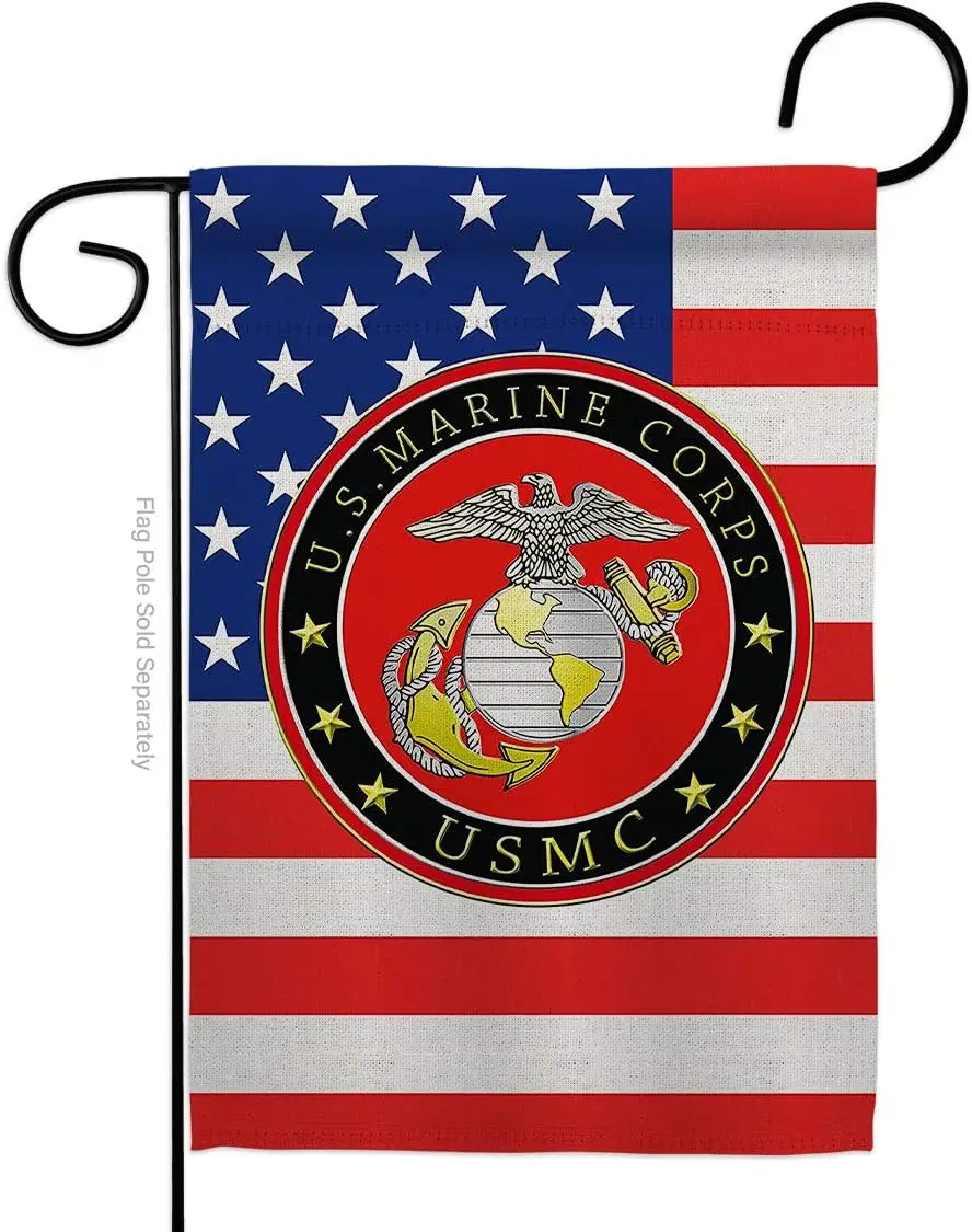 US MILITARY USMC Semper Fi Marine Corps Flag Armed Forces Double-Sided Lawn Decoration Gift House Garden Yard United Stat