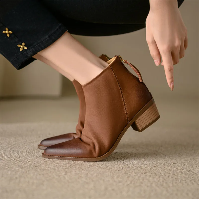 

New Autumn/winter Women Boots Pointed Toe Chunky Heels Western Boots for Women Fashion Boots Ankle Boots Winter Boots 2023