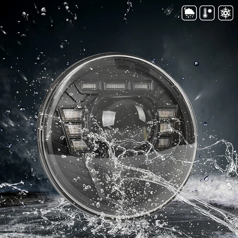 7-дюймовые фонари круглые фары DRL янтарный поворотный сигнал совместимый с Jeep