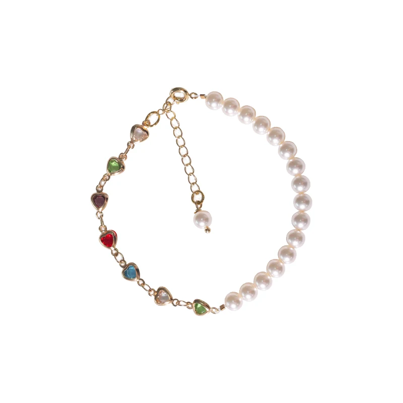 Браслет Millie Color Loving Heart с цирконием Shijia и жемчугом в стиле пэчворк для женщин