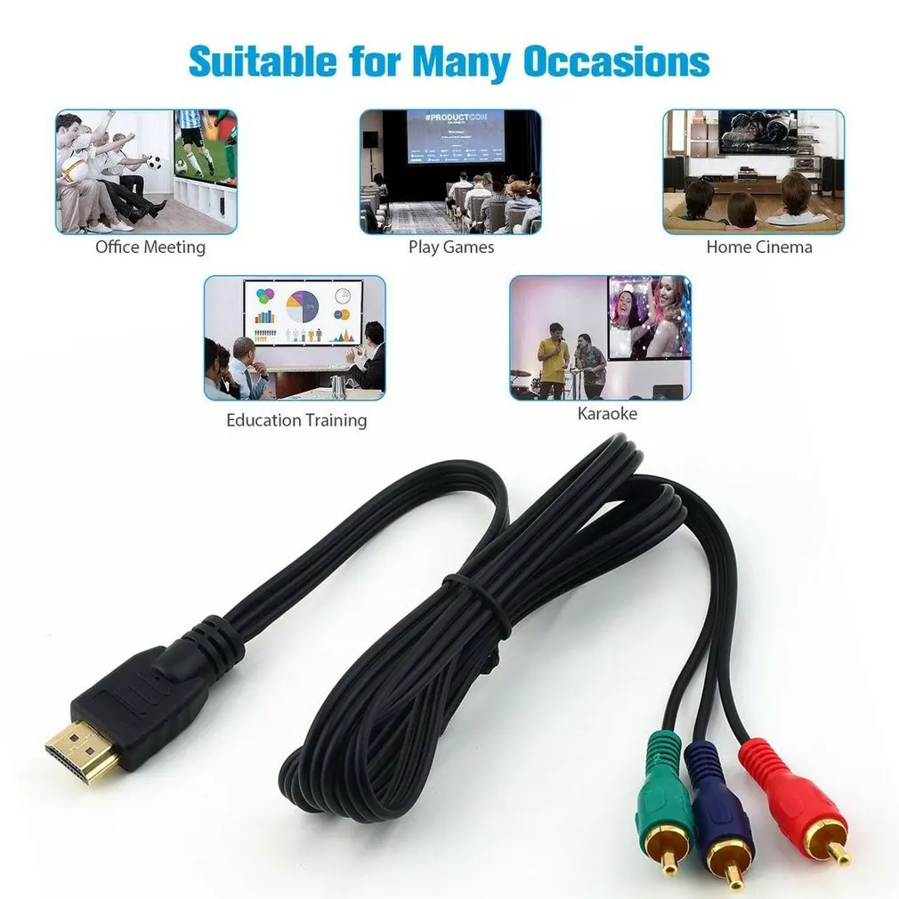 3ft HDMI-совместимый с 3 RCA Видео Аудио кабель 1080P AV адаптер шнура конвертера для HD
