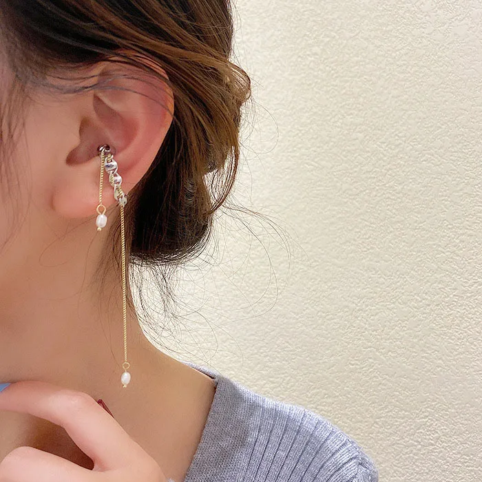 

New Punk Personality Special Design Chain Tassel Without Pierced Magnetic Clip On Earrings For Women Charms Cuff Ear Jewelry