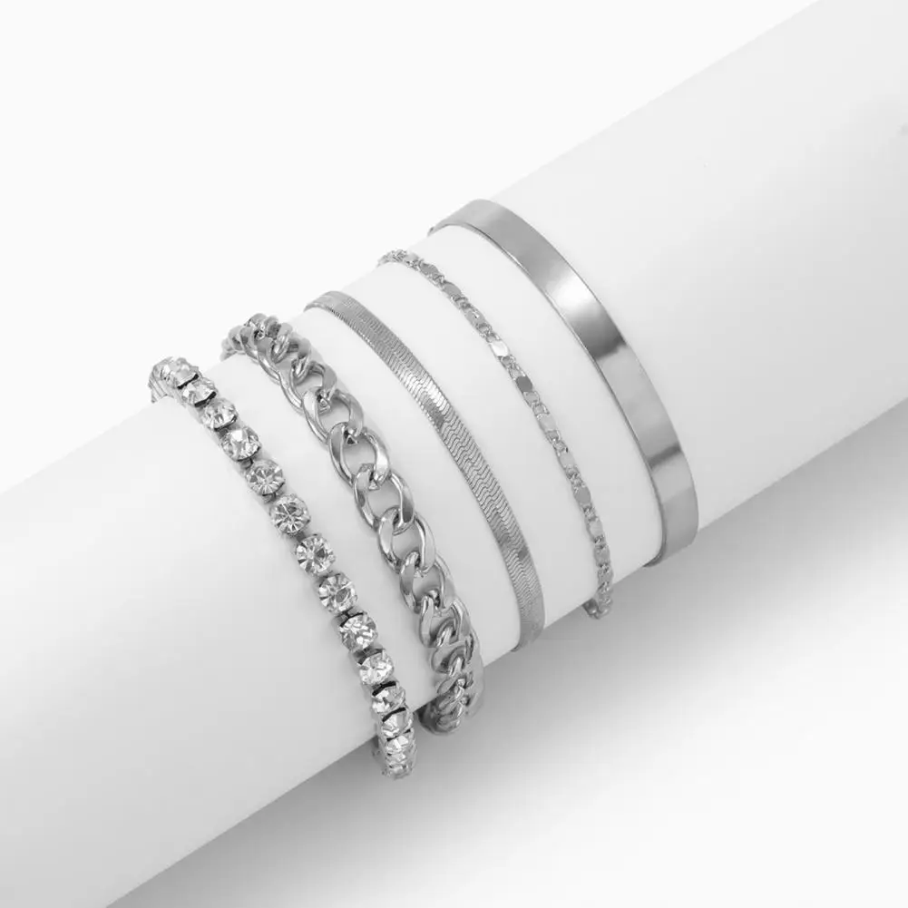 

5Pcs Chain Bracelet Creative Glossy Extended Geometric Elements Bracelet Set Jewerly Accessory Bracelet Set Bracelet Set
