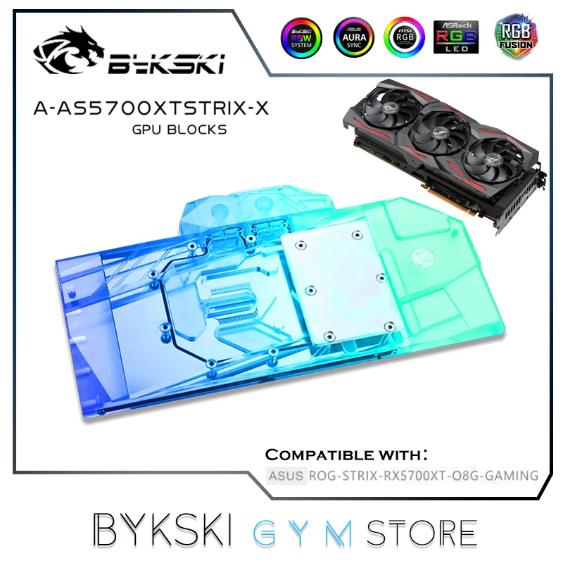 Водяной блок Bykski с полным покрытием для графического процессора ASUS ROG STRIX RX5700XT