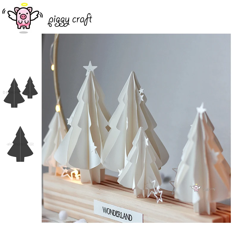 

Piggy Craft metal cutting dies cut die mold 3D Christmas Tree Scrapbook paper craft knife mould blade punch stencils dies