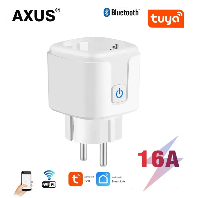 

AXUS EU WiFi Smart Socket 16A Tuya Smart Life Home Power Plug APP Wireless Remote Voice Control Power Control Timer