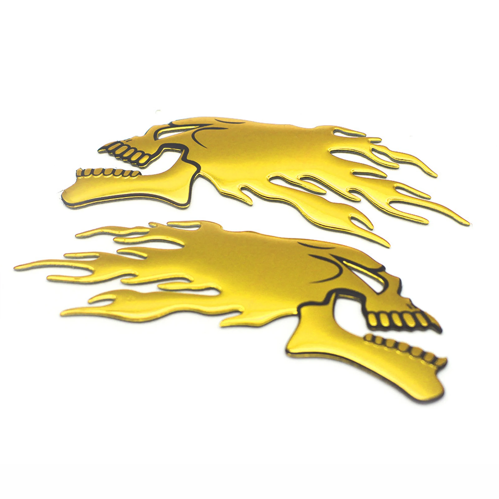 

2pcs Truck 3D Skull Head DIY Car Sticker Universal Auto Flame Decal Waterproof Motorcycle Helmet Scooter Self Adhesive