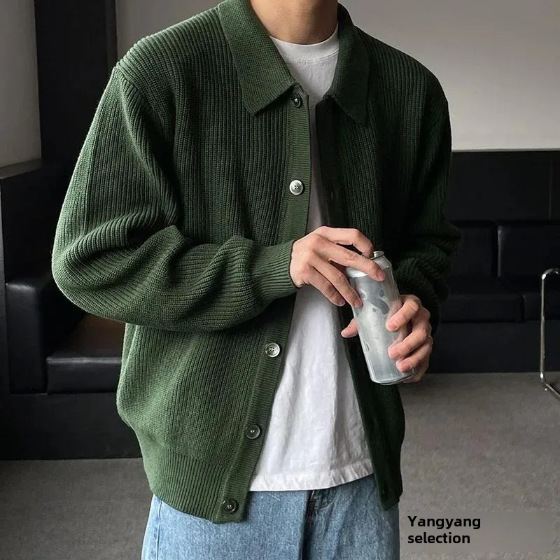 Осень/зима мужской вязаный кардиган свитер свободного кроя повседневный стиль