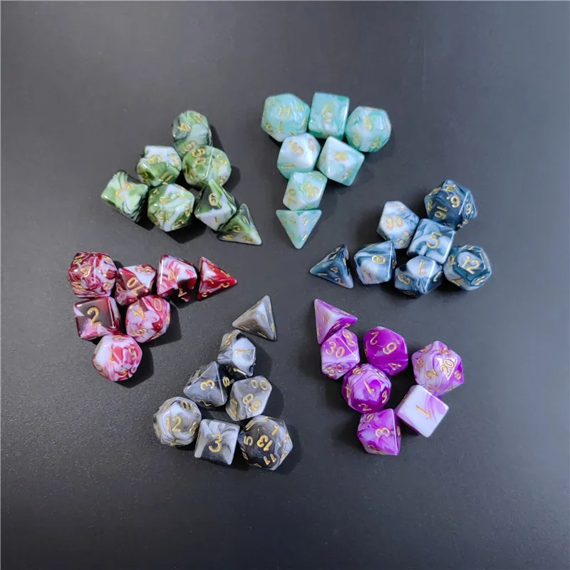

7 шт., Набор двусторонних акриловых игральных костей D4 D6 D8 D10 D12 D20