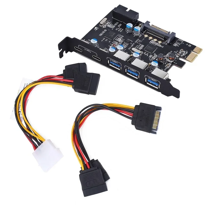 Карта PCI Express на 3 PORTS USB 3.0 2 USB3.1 Type C Внутренний 20PIN 7 портов HUB расширения Pcie к Tyoe-c