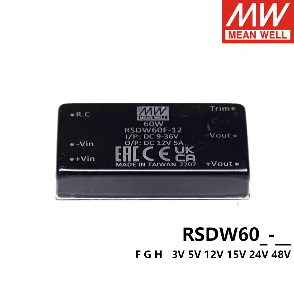MEAN WELL RSDW60 RSDW60F-12 RSDW60F-24 RSDW60G-05 RSDW60G-24 RSDW60H-12 RSDW60H-24 MEANWELL 60 Вт