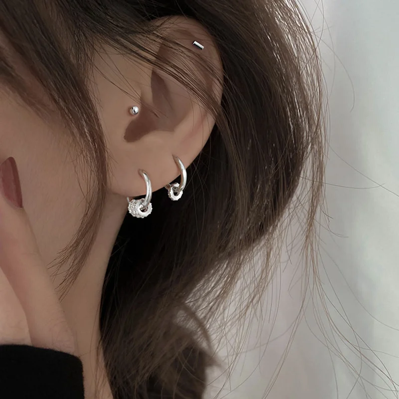 

Minar Korea Shinning CZ Cubic Zirconia Hoop Earrings for Women Femme Silver Color Copper Round Circle Earring Minimalist Jewelry