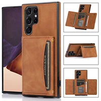 retro leather card pocket case for galaxy s22 ultra s21 s20fe a13 a12 a32 a42 a52s note 20 s10 plus wallet phone protect cover