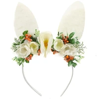 easter rabbit ear girl headband artificial flower festival headwear newborn photography props nylon hair bands