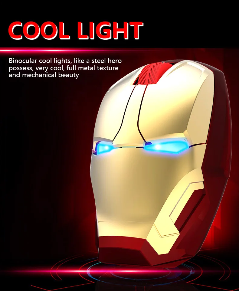 

Wireless Mice For Iron Man Mouse Mouses Computer Button Silent Click Adjustable USB Optical Mice For Computer 1200/1600/2400DPI