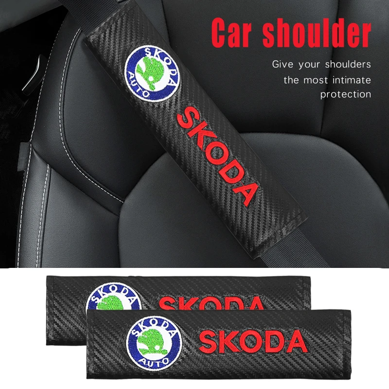 

1/2pcs Car Seat Belt Covers Carbon Fiber Auto Seatbelt Shoulder Pad For Skoda Octavia 2 3 Rapid Fabia Superb Kodiaq Accessories