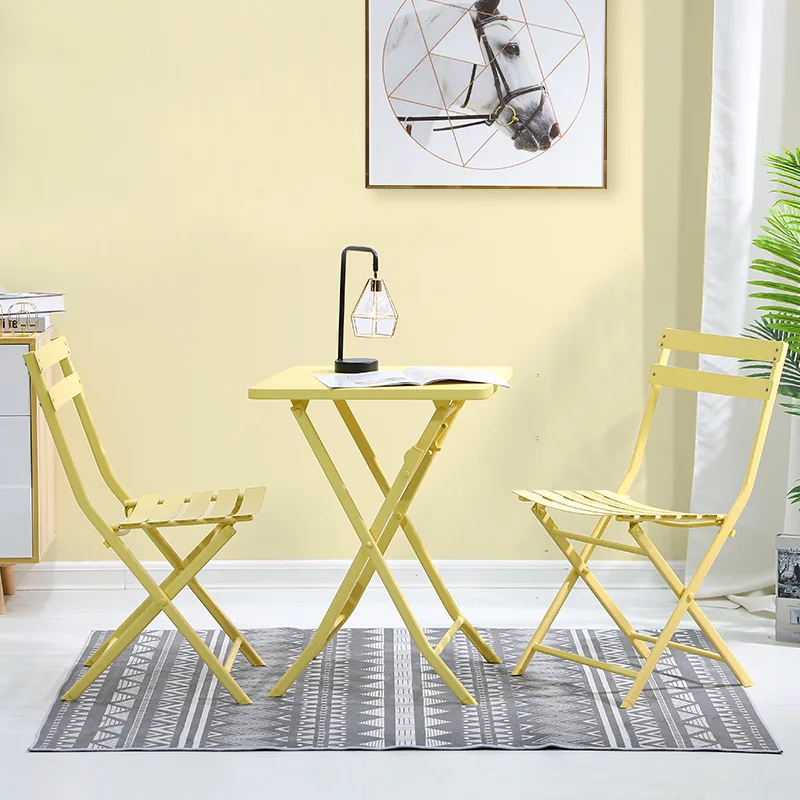 

Простой и стильный уличный складной стол и стул из трех предметов для балкона или сада, защита здоровья и окружающей среды