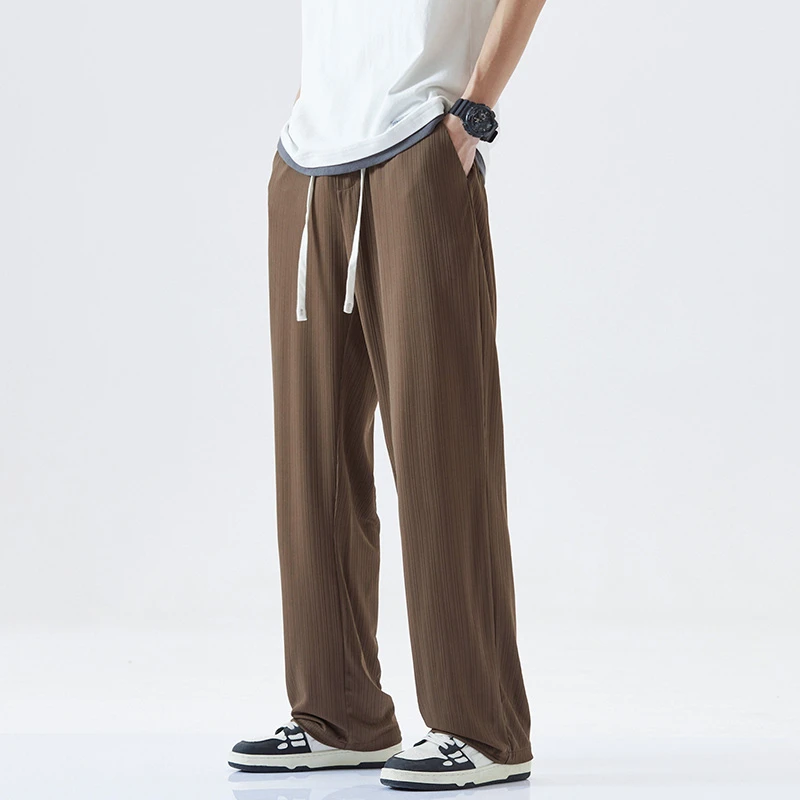 

Ice Silk Pants Men's Spring New Casual Quick-drying Straight Breathable Elastic Drape Baggy Wide-leg Comfortable Sweatpants