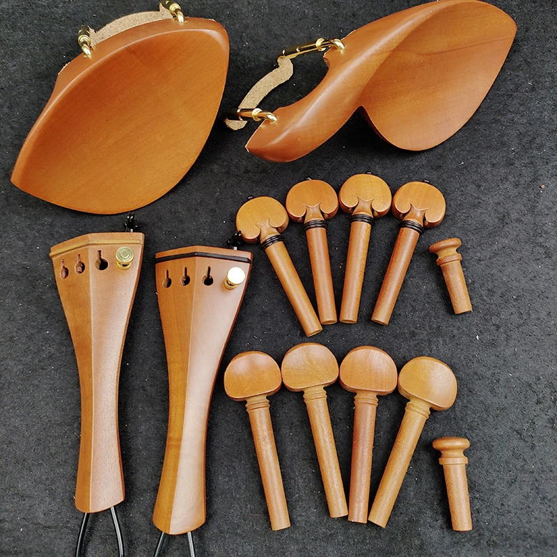 1 Set Violin Parts Pegs,Tail piece Gut Chin rest With Clamp Finetuner 4/4 Violin Accessories Jujube Wood enlarge