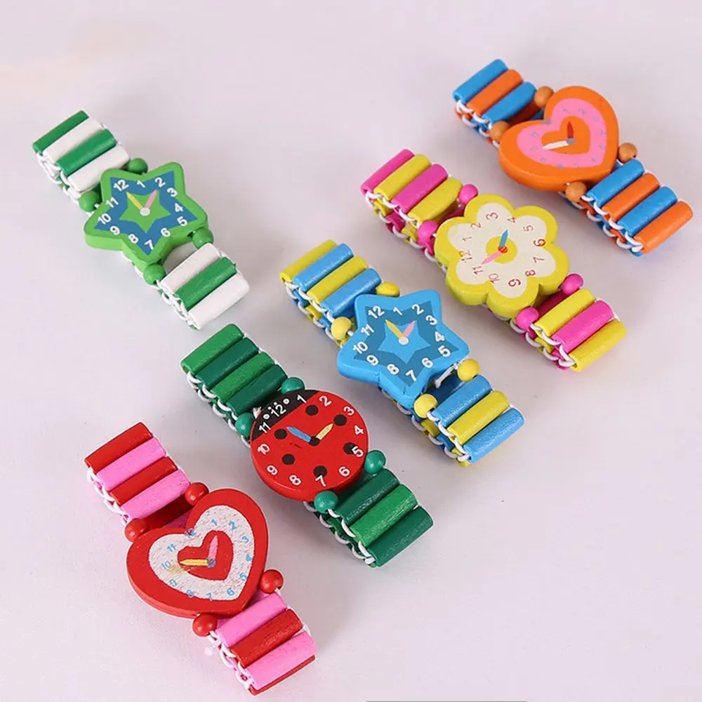

1Pcs Creative Wooden Watch Toy Bracelets Handmade Simulation Wristwatches Bracelet Birthday Party Favors Kids Gifts