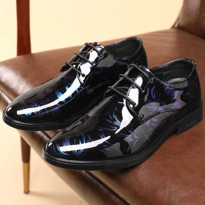 

Newest italian oxford shoes for men luxury patent leather wedding shoes pointed toe dress shoes classic derbies plus size 38-47