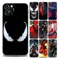 cartoon marvel venom spiderman clear phone case for iphone 11 12 13 pro max 7 8 se xr xs max 5 5s 6 6s plus soft silicon cover