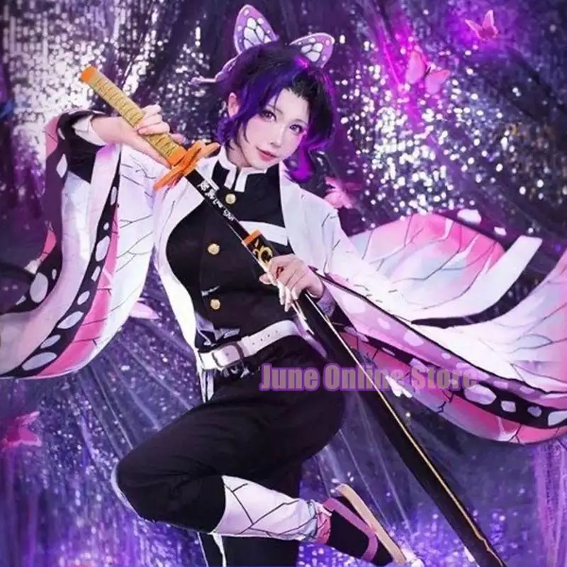 

Demon Slayer Costume Clothes Kochou Shinobu Women Cosplay Uniform Janpanese Style Halloween Anime Characters Outfit