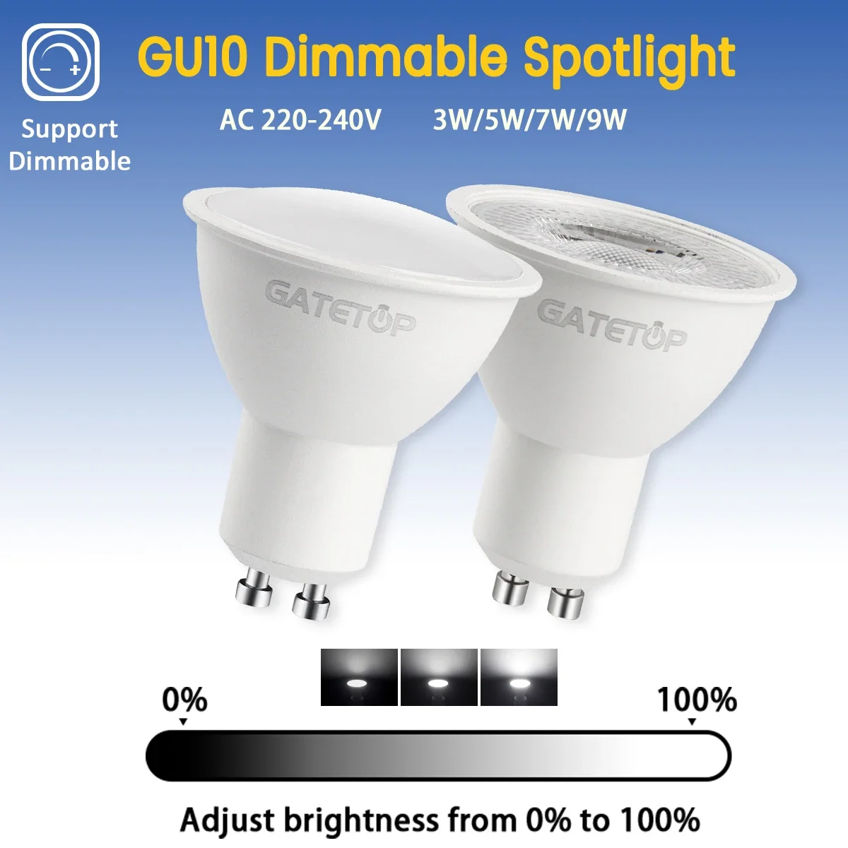 1-10pcs Energy Spot GU10 AC220-240V LED Light Bulb Dimmable 3/4/6000K Daylight 50W Halogen Replacement Landscape Track Lighting