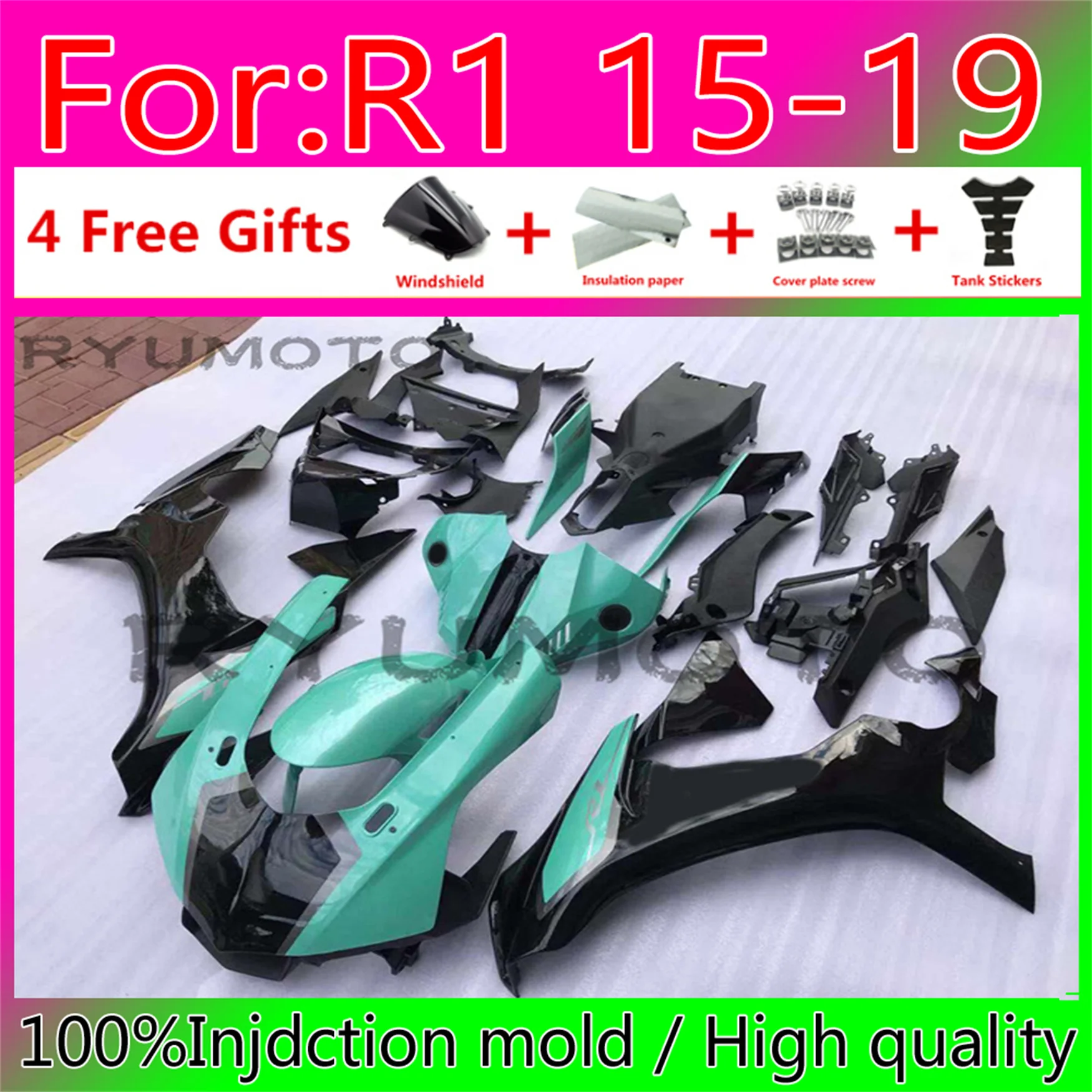 

New ABS whole Fairing kit 100% fitment for YAMAHA YZFR1 2015 2016 2017 2018 2019 YZF R1 15 16 17 18 19 YZF1000 Fairings blue